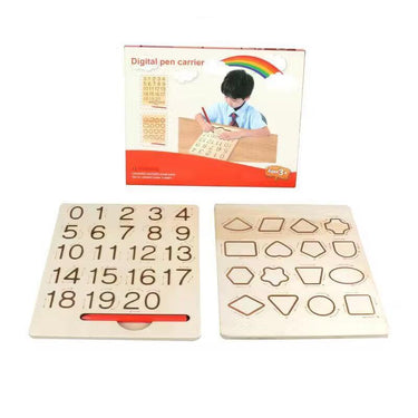 Ecotoys Montessori Cogniboard | Descubre el mundo de los números y las letras - Tablero de rompecabezas educativo de madera para niños